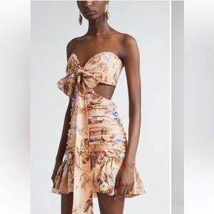 NWT zimmermann coco tie front Floral Print Mini dress Sz1